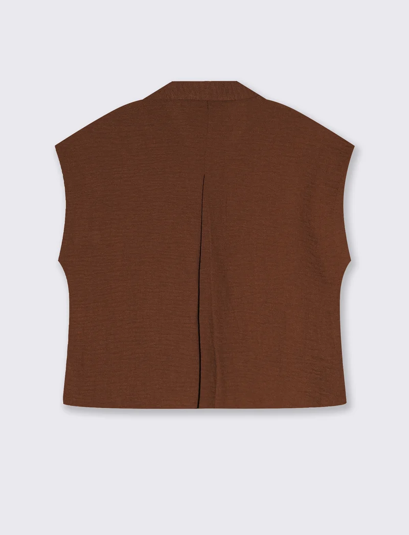Camicia Manica Corta con Piega - Marrone cioccolato