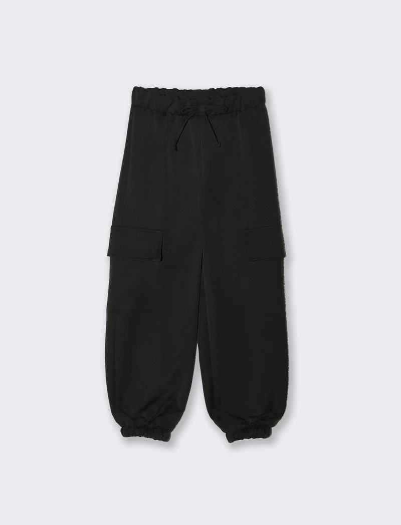 Jogger cargo in tessuto elegante - Nero
