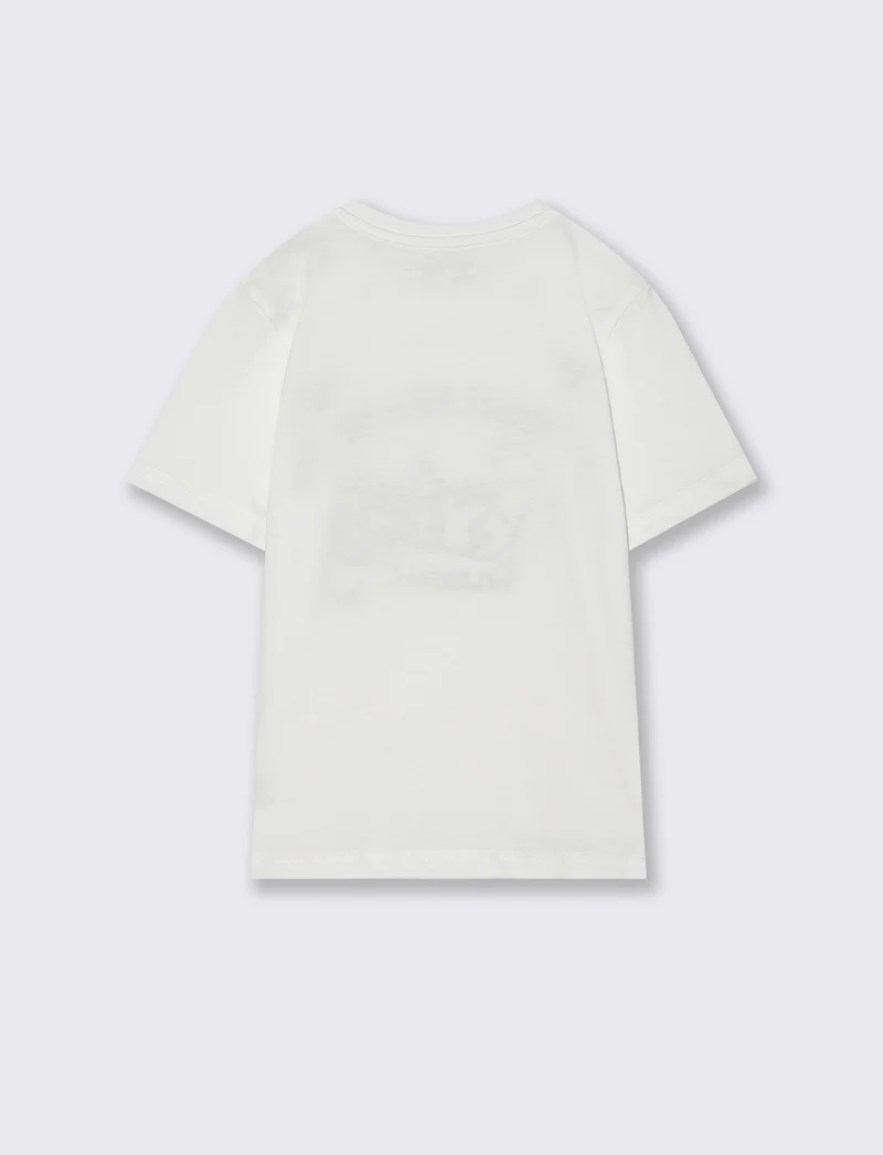 T-shirt surf con ricamo college - Bianco