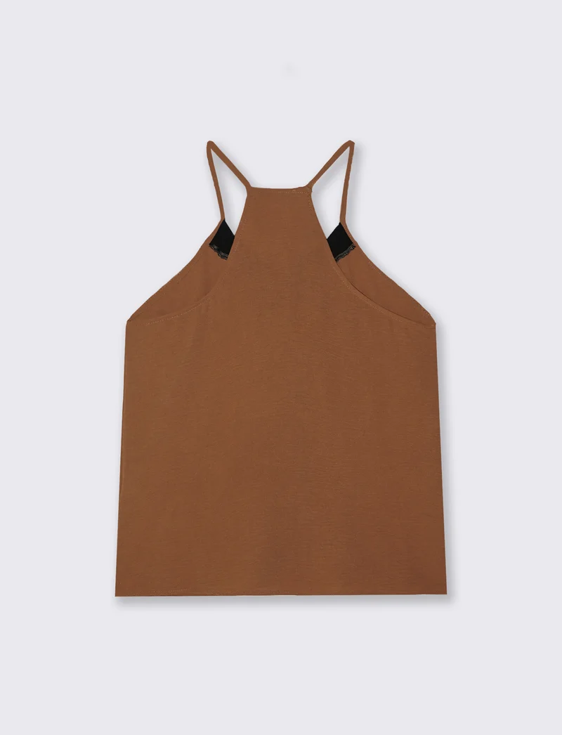 Casacca in viscosa stampata - Cammello