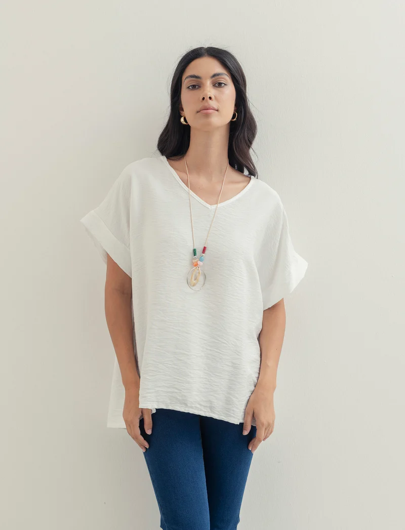 Casacca over con collana - Bianco