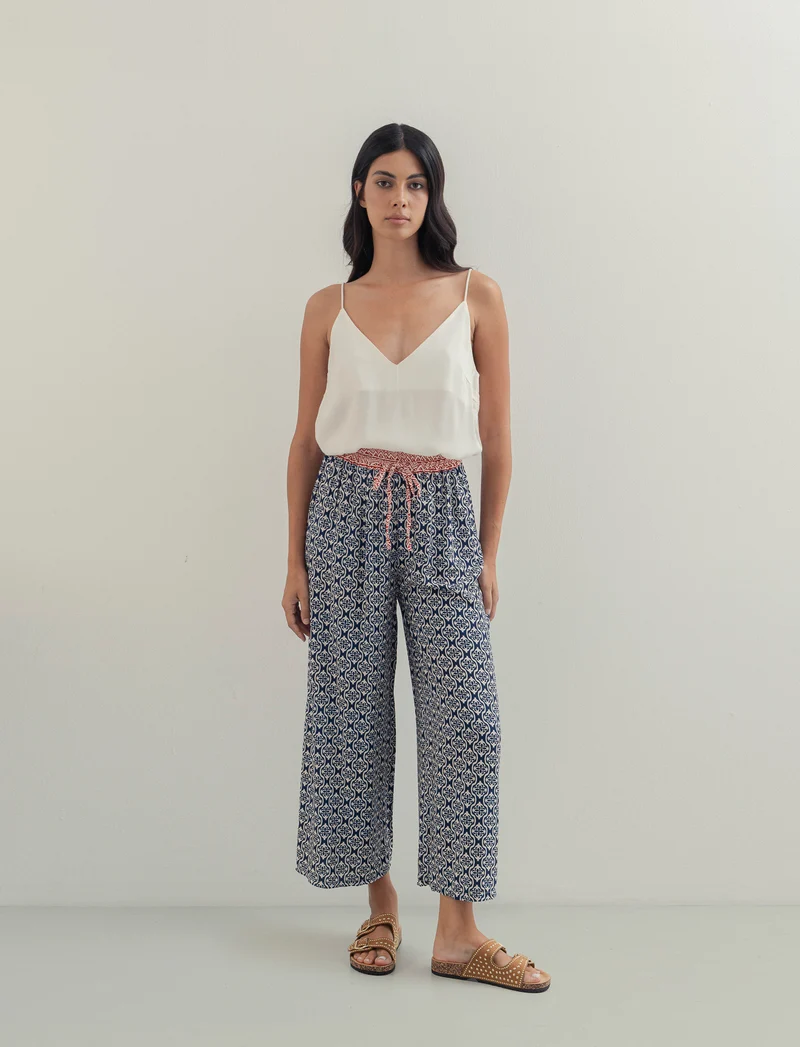 Pantalone largho stampato in viscosa - var 3