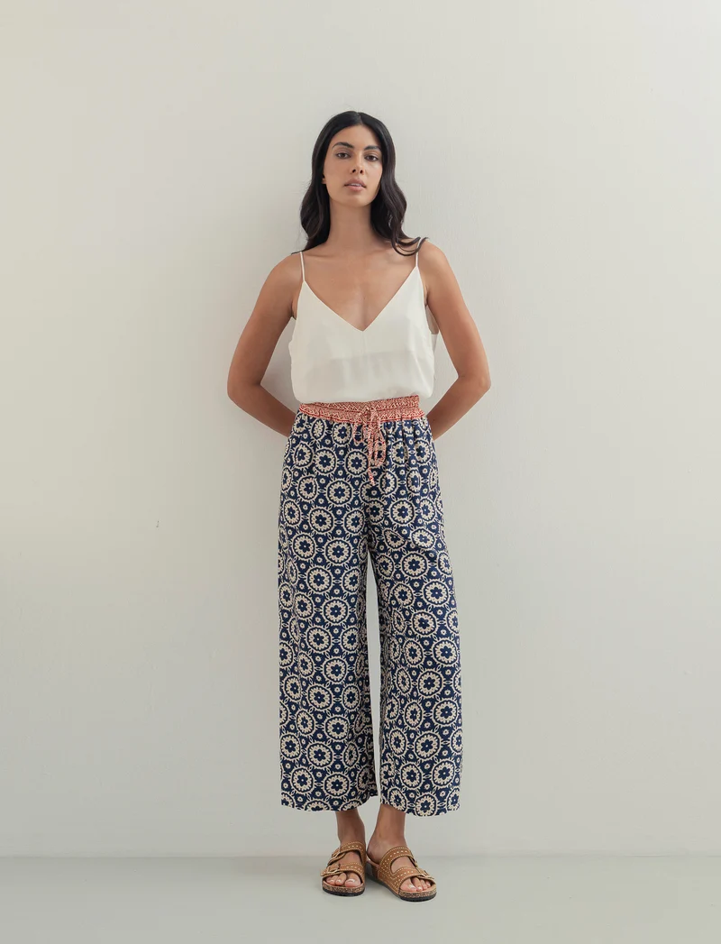 Pantalone largho stampato in viscosa - var 1