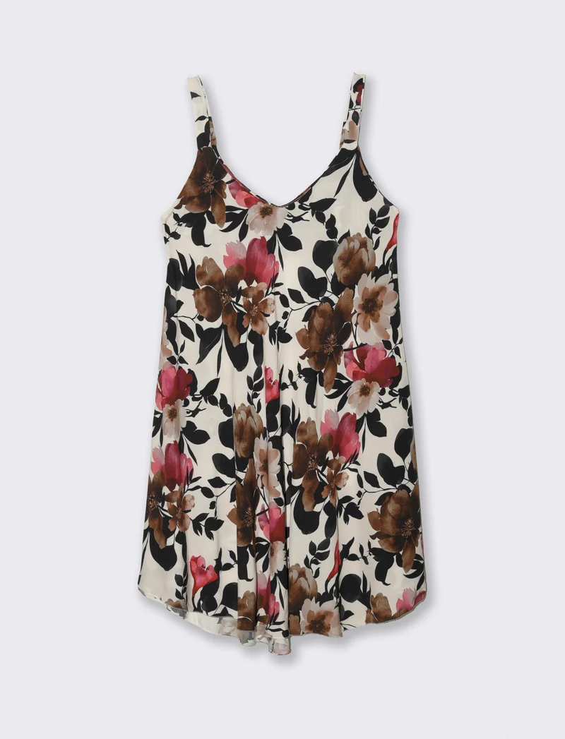 Vestito stampato con bretelline - Nero