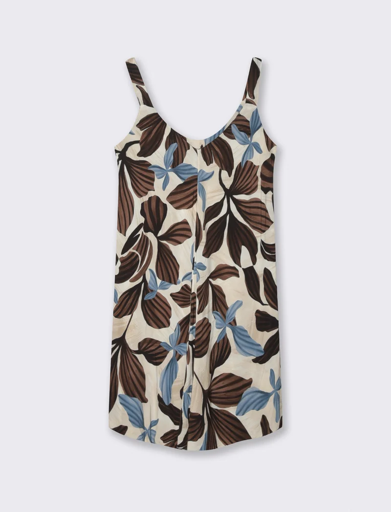 Vestito in viscosa stampato con bretelline - Moro