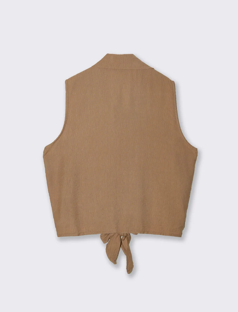 Camicia smanicata - Cammello