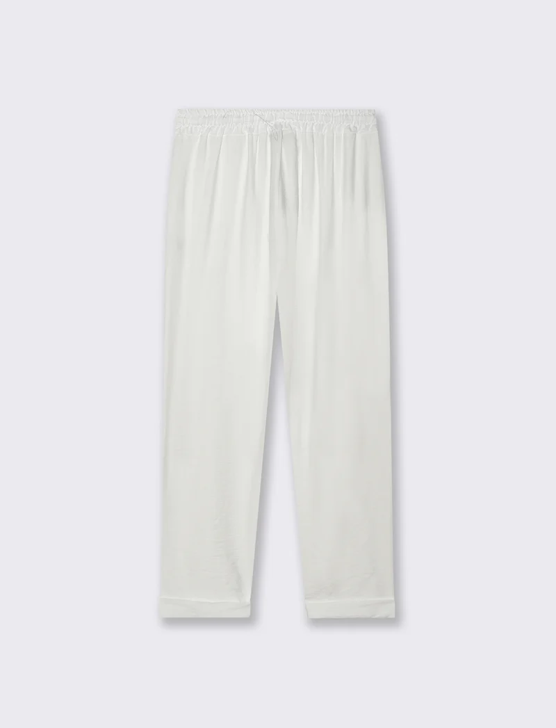 Pantalone con tasche a toppe ed elastico in vita - Bianco