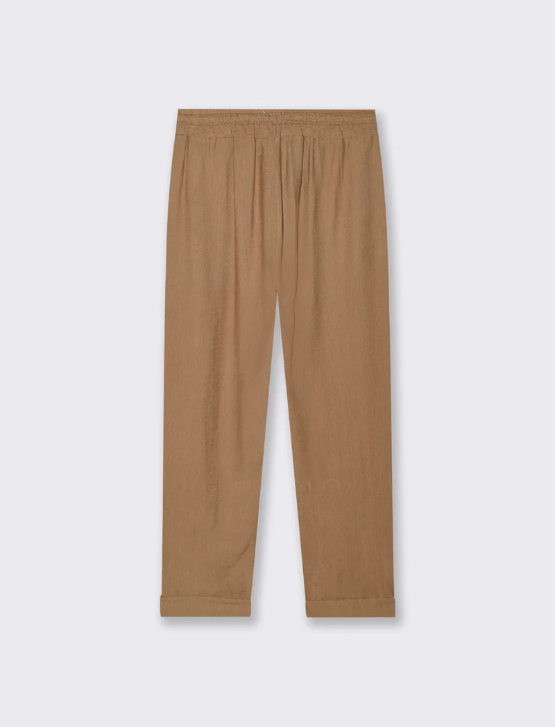 Pantalone con tasche a toppe ed elastico in vita - Cammello