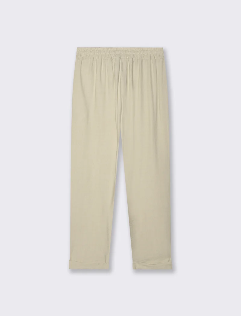 Pantalone con tasche a toppe ed elastico in vita - Sabbia
