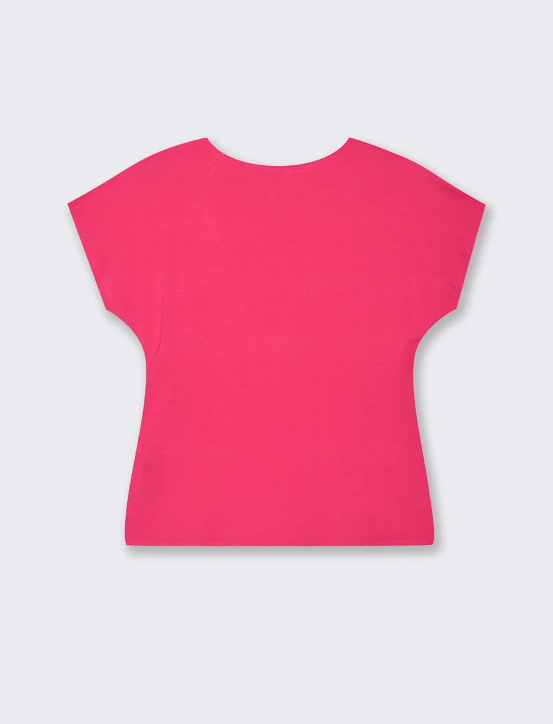 Tshirt con nodo in viscosa - Fuxia