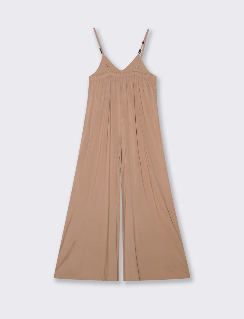 Vestito lungo in viscosa con bretelle - Beige