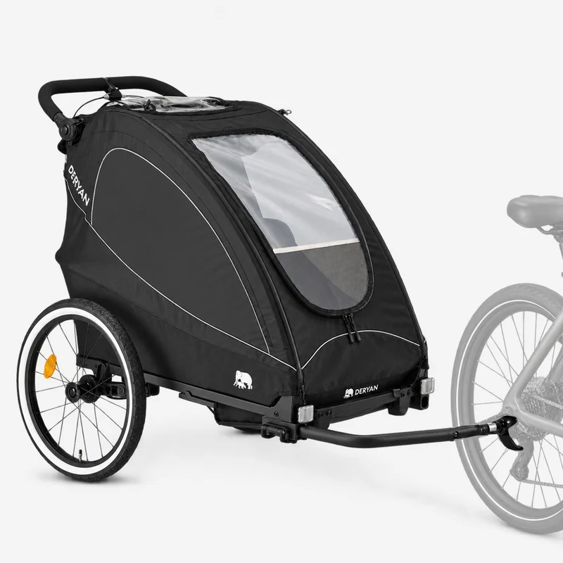 Rimorchio per bici di lusso 3 in 1: passeggino e jogger - Nero