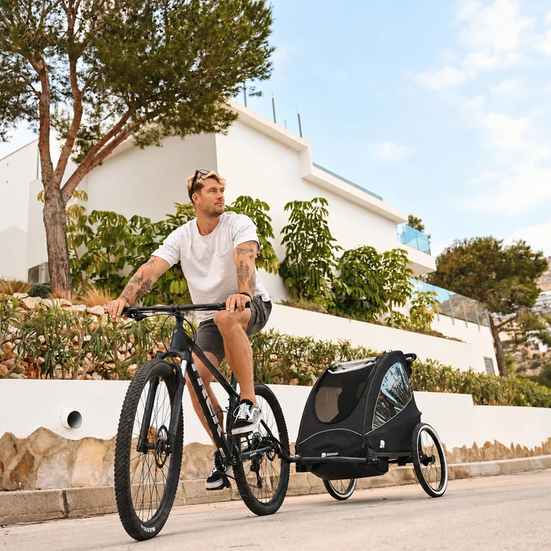 Rimorchio per bici di lusso 3 in 1: passeggino e jogger - Nero