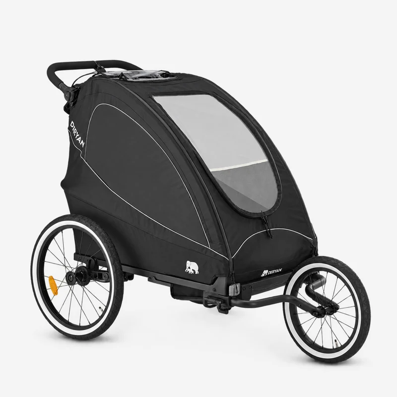 Rimorchio per bici di lusso 3 in 1: passeggino e jogger - Nero
