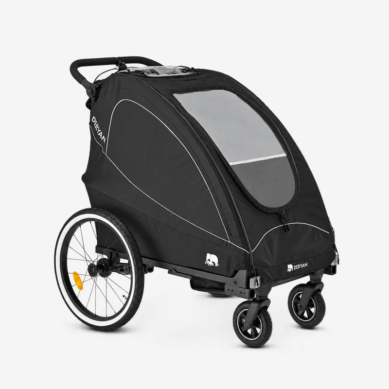 Rimorchio per bici di lusso 3 in 1: passeggino e jogger - Nero
