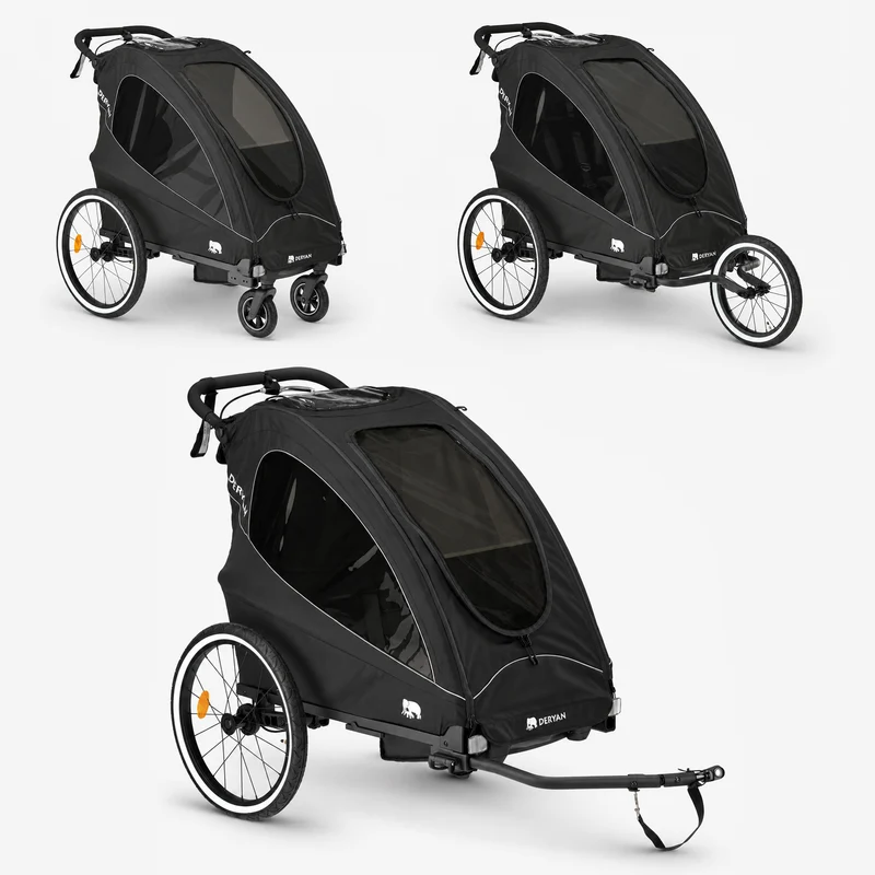 Rimorchio da bicicletta di lusso 3 in 1: passeggino e jogger - 1 posto
