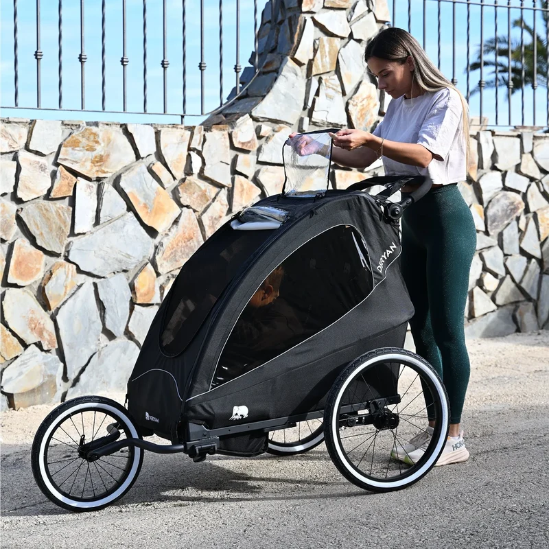 Rimorchio da bicicletta di lusso 3 in 1: passeggino e jogger - 1 posto