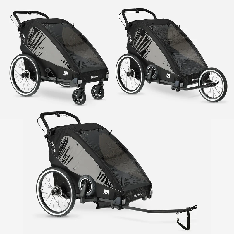 Carrello per bicicletta di lusso V2 - Passeggino da passeggio - Passeggino da corsa Nero