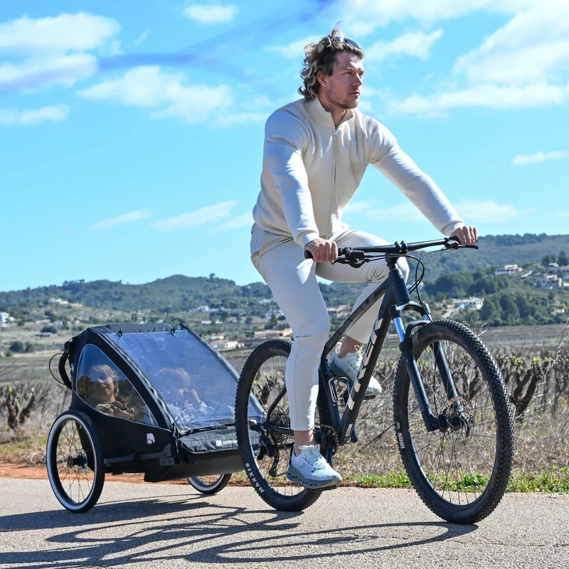 Carrello per bicicletta di lusso V2 - Passeggino da passeggio - Passeggino da corsa Nero