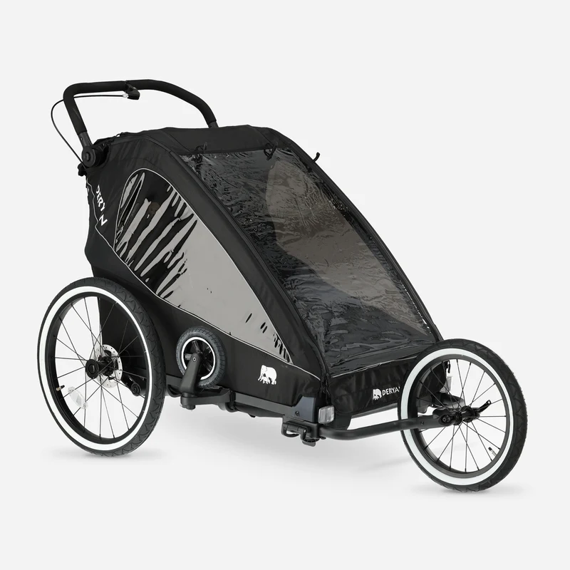 Carrello per bicicletta di lusso V2 - Passeggino da passeggio - Passeggino da corsa Nero