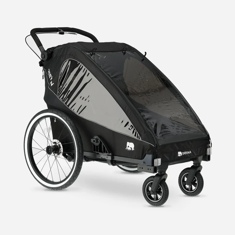 Carrello per bicicletta di lusso V2 - Passeggino da passeggio - Passeggino da corsa Nero