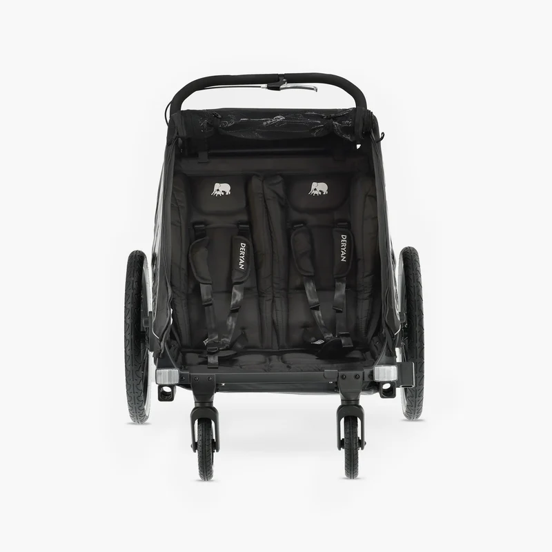 Carrello per bicicletta di lusso V2 - Passeggino da passeggio - Passeggino da corsa Nero