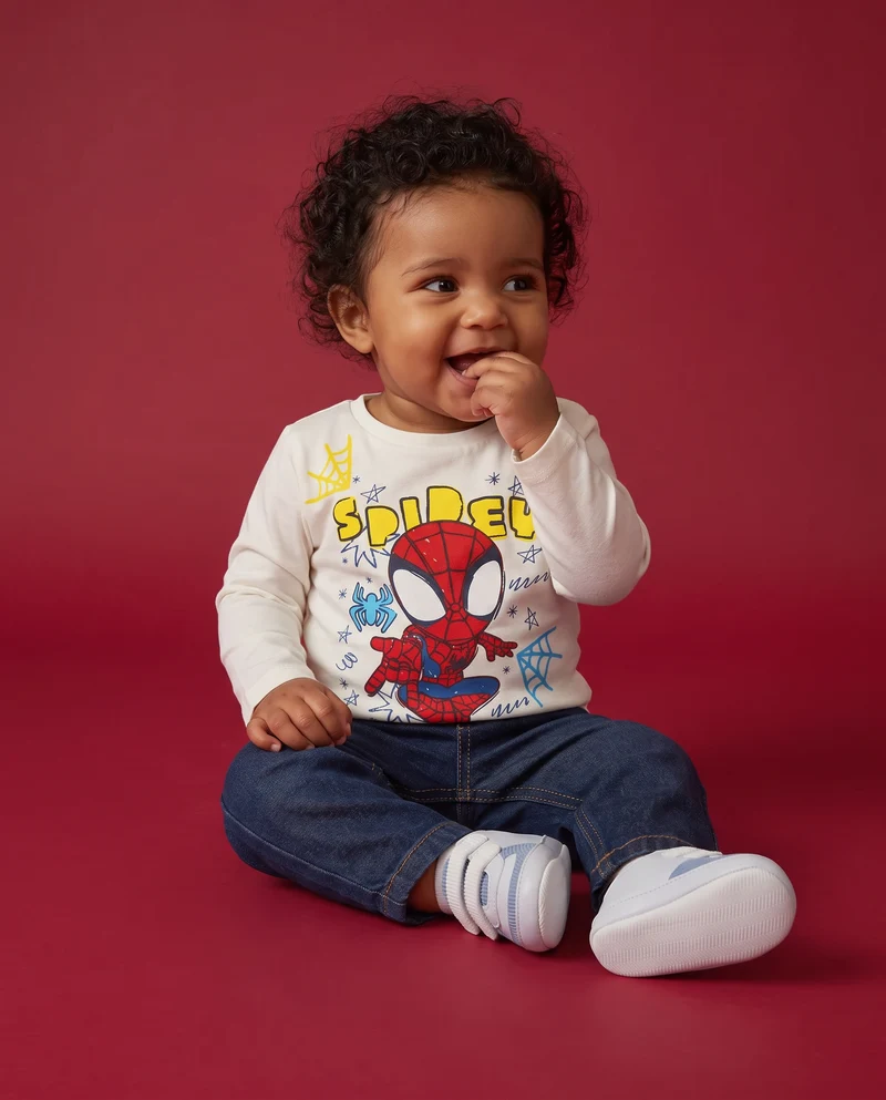 T shirt Spidey manica lunga casual - Bianco latte