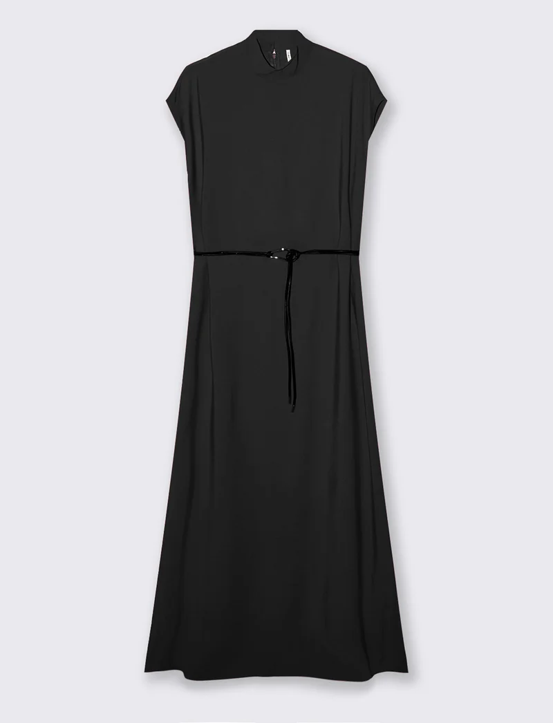 Vestito lungo con collo alto - Nero