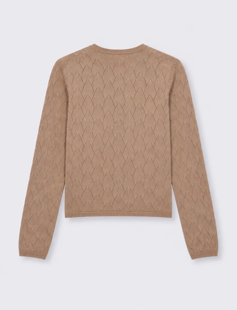 Maglia paricollo lavorata - Grigio talpa