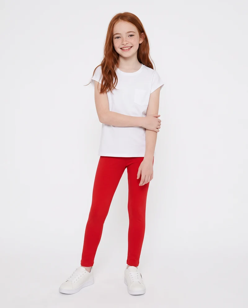 Leggings elastici tinta unita per bambina - Rosso