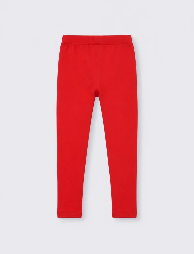 Leggings elastici tinta unita per bambina - Rosso