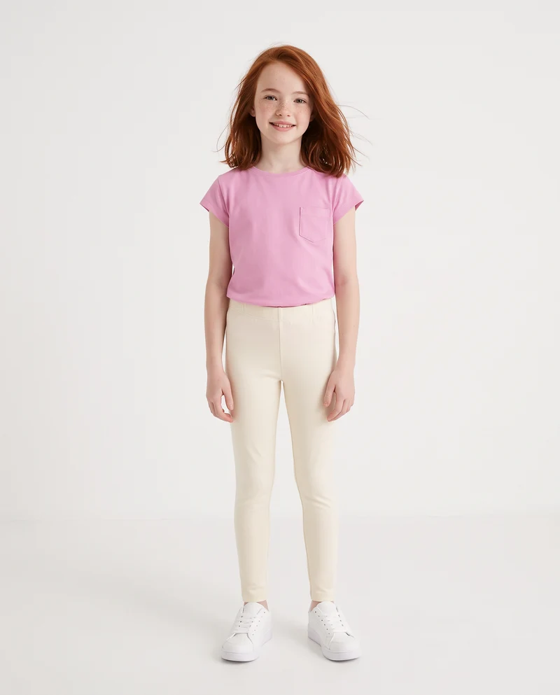 Leggings elastici tinta unita per bambina - Bianco latte