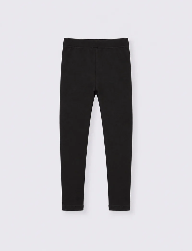 Leggings elastici tinta unita per bambina - Nero