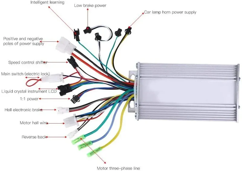 Controller Brushless, Controller per Bicicletta e Set di Display LCD per E-Bike da 12,5 mm per Monopattino Elettrico da 22,5 mm(500W 48V)