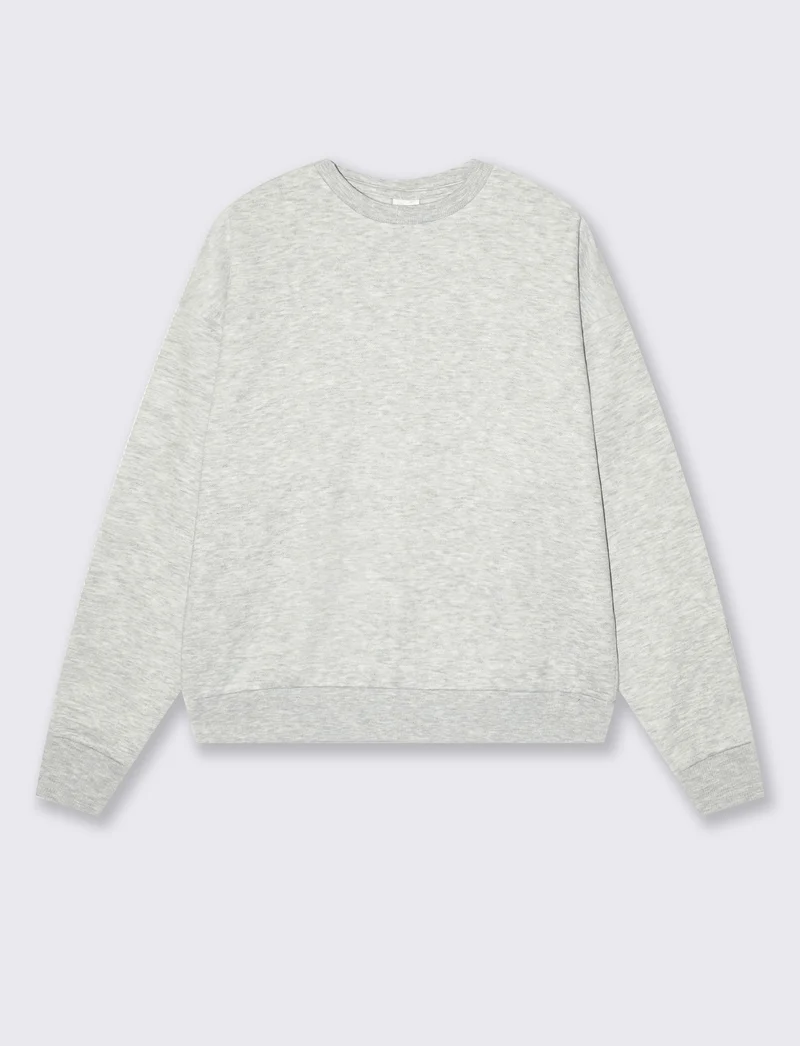 Felpa paricollo con spalle scese - Grigio chiaro mel.