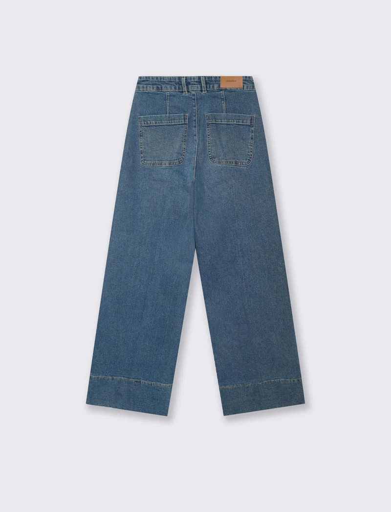 JEANS GAMBA ALTA E VITA LARGA - Denim