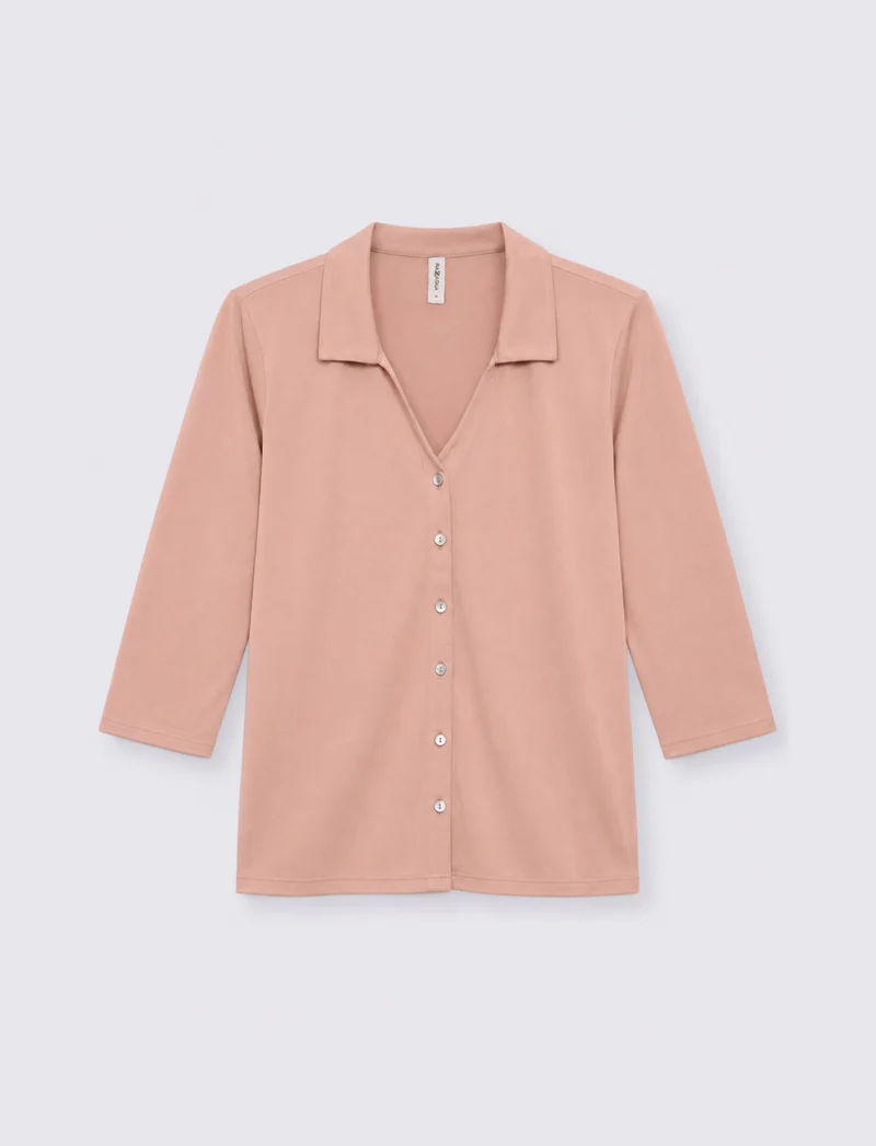 t-shirt scollo a v - Rosa antico