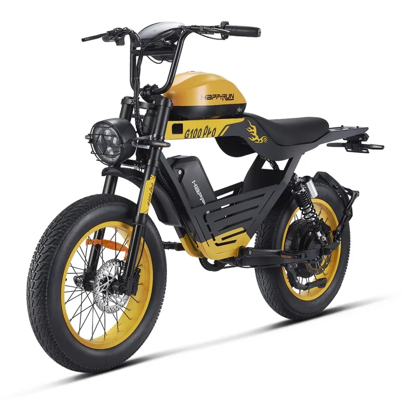 HAPPYRUN G100 Pro Fat Tire Electric Bikes 3000W 72V 33Ah Dual Batteries