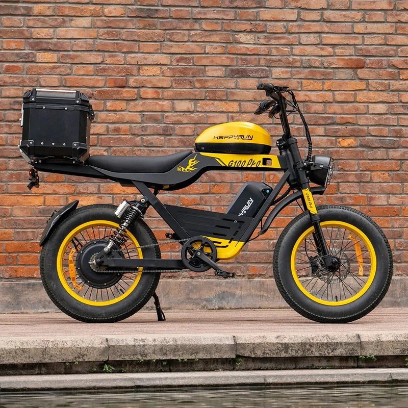 HAPPYRUN G100 Pro Fat Tire Electric Bikes 3000W 72V 33Ah Dual Batteries