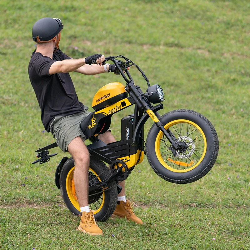 HAPPYRUN G100 Pro Fat Tire Electric Bikes 3000W 72V 33Ah Dual Batteries