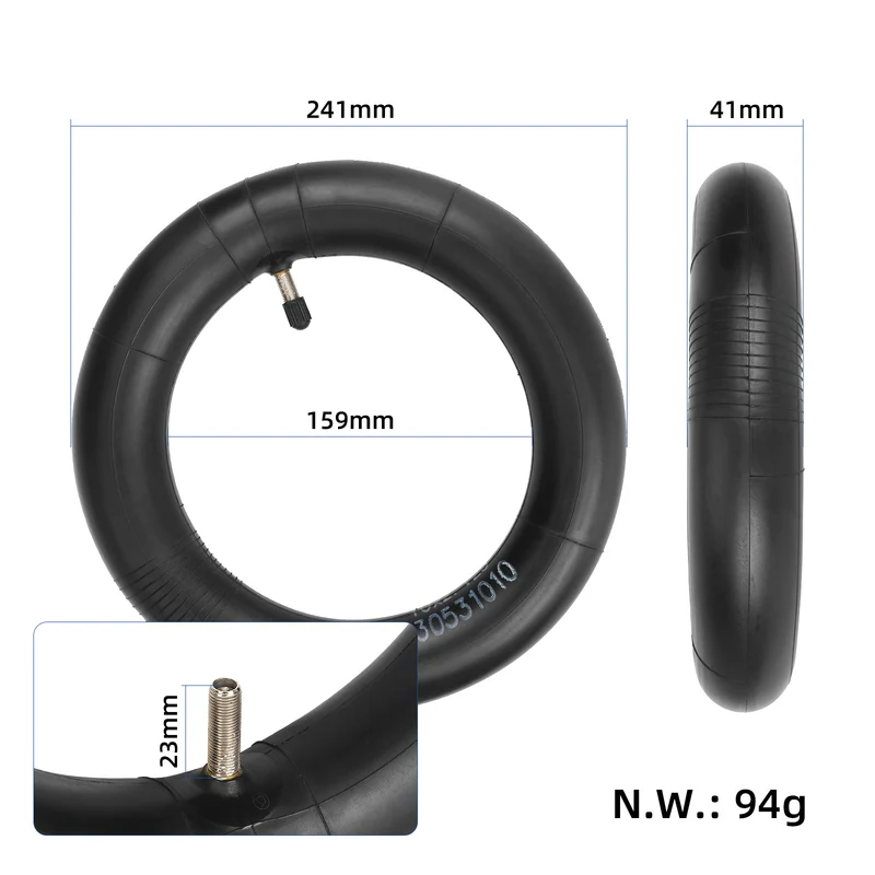 Camera d'aria 10x2.125 pollici valvola diritta rinforzata per monopattini elettrici