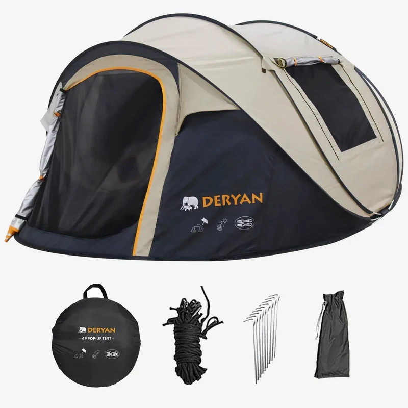 Tenda pop-up di lusso - Colonna d'acqua 5000 mm - Beige - 4 persone