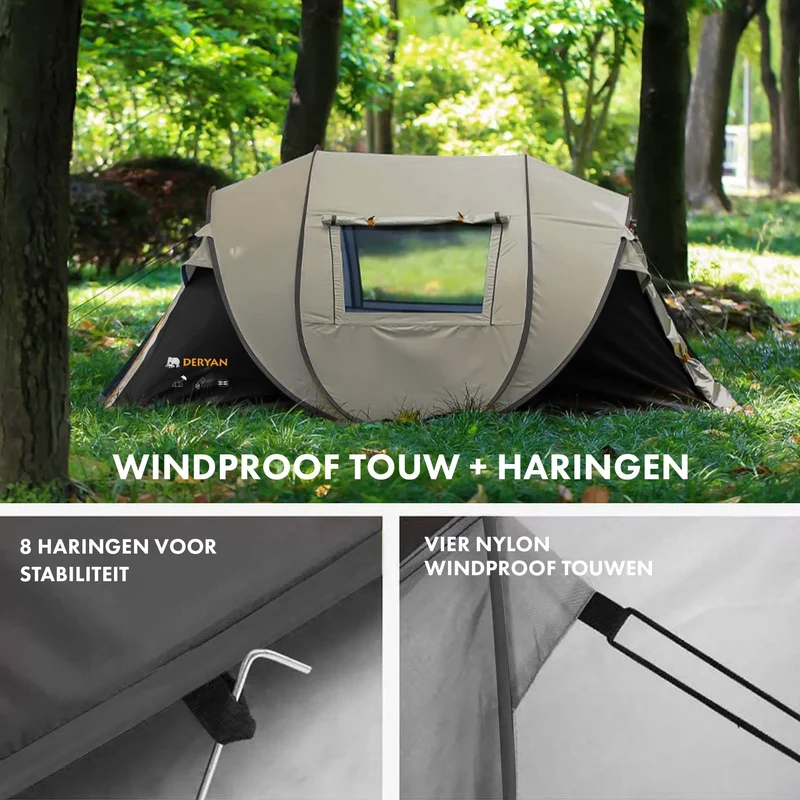Tenda pop-up di lusso - Colonna d'acqua 5000 mm - Beige - 4 persone