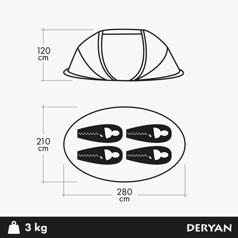 Tenda pop-up di lusso - Colonna d'acqua 5000 mm - Beige - 4 persone