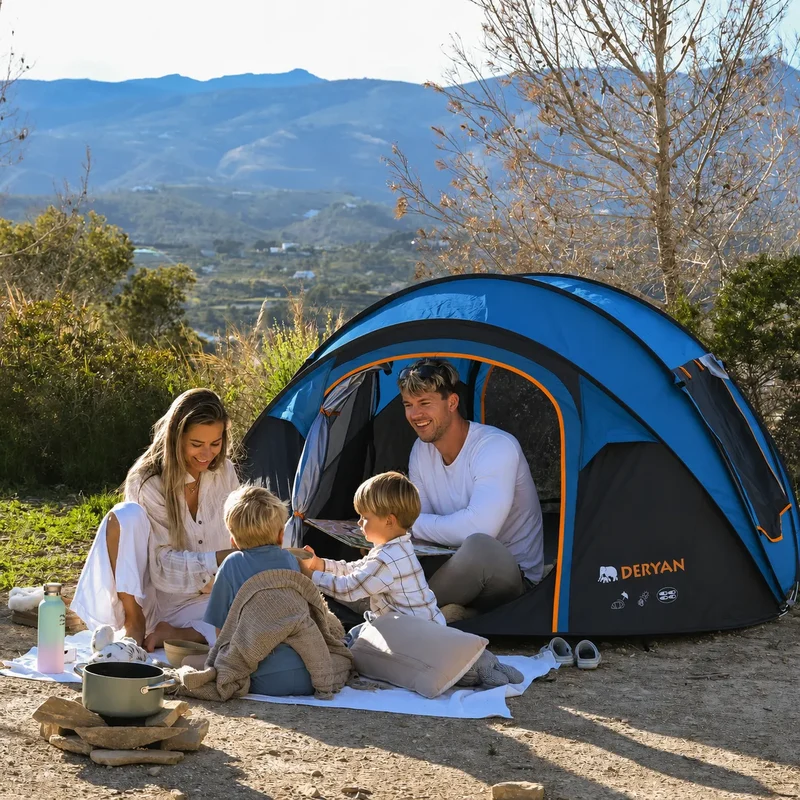 Tenda Pop Up Lusso - Colonna d'acqua 2000MM - Blu Navy - 4 Persone