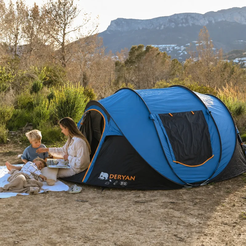 Tenda Pop Up Lusso - Colonna d'acqua 2000MM - Blu Navy - 4 Persone