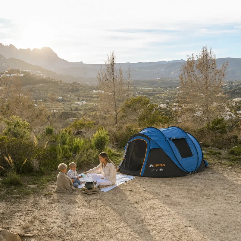 Tenda Pop Up Lusso - Colonna d'acqua 2000MM - Blu Navy - 4 Persone