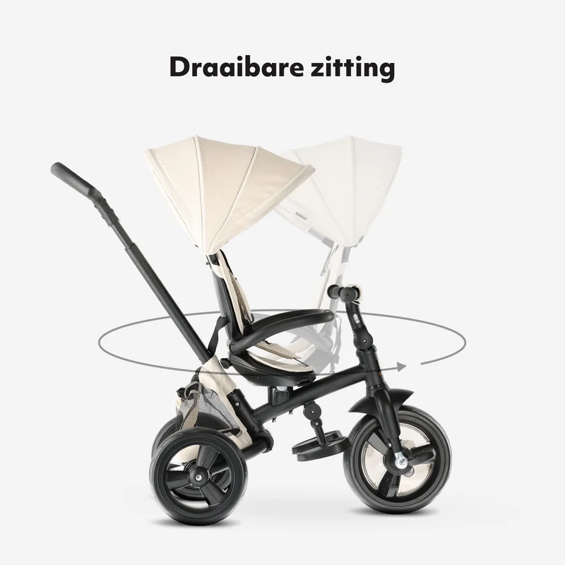 Triciclo Explorer Luxe con maniglione - Pieghevole con cestino color crema