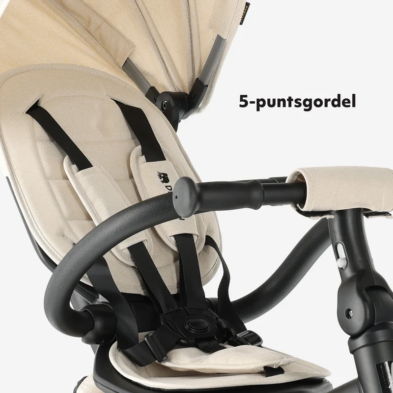 Triciclo Explorer Luxe con maniglione - Pieghevole con cestino color crema
