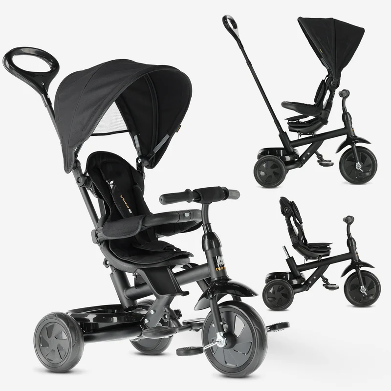 Triciclo Adventurer con barra di spinta Nero